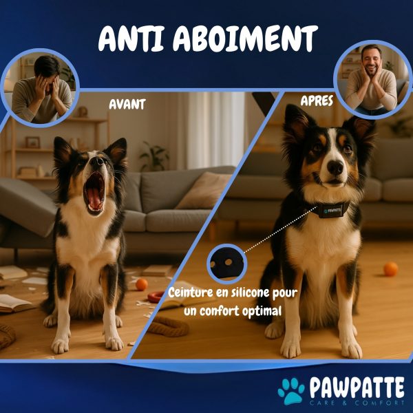 B0DT9F213L.PT02 PAWPATTE Collier Anti Aboiement 2en1 Chien avec Télécommande – Dressage et Rappel Sans Choc, Son & Vibration, Détection Intelligente des Aboiements, Rechargeable, Étanche IP67, 3 Chiens, Petit à Grand
